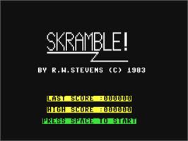 Title screen of Super Skramble! on the Commodore 64.
