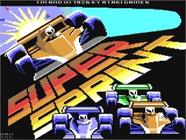Title screen of Super Sprint on the Commodore 64.