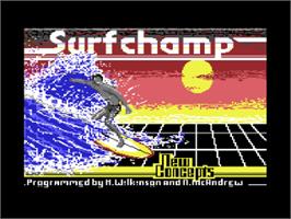 Title screen of Surfchamp on the Commodore 64.