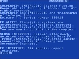 Title screen of Suspended on the Commodore 64.