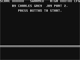 Title screen of Swarmed on the Commodore 64.