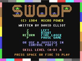 Title screen of Swoop (Micro Power) on the Commodore 64.