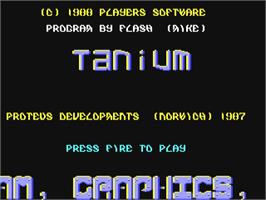 Title screen of Tanium on the Commodore 64.
