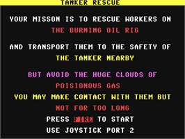 Title screen of Tanker Rescue on the Commodore 64.