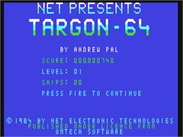 Title screen of Targon-64 on the Commodore 64.