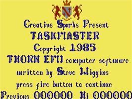 Title screen of Taskmaster on the Commodore 64.