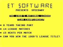 Title screen of Team Championship on the Commodore 64.