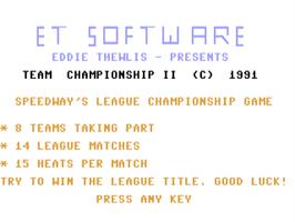 Title screen of Team Championship 2 on the Commodore 64.