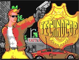 Title screen of Techno Cop on the Commodore 64.