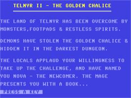 Title screen of Telnyr 2 - The Golden Chalice on the Commodore 64.