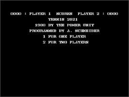 Title screen of Tennis 2021 on the Commodore 64.