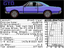 Title screen of Test Drive II Car Disk: Musclecars on the Commodore 64.