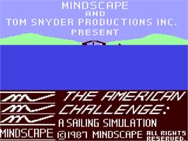 Title screen of The American Challenge: A Sailing Simulation on the Commodore 64.