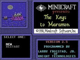 Title screen of The Keys to Maramon on the Commodore 64.