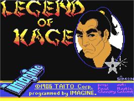 Title screen of The Legend of Kage on the Commodore 64.