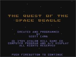 Title screen of The Quest of the Space Beagle on the Commodore 64.