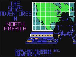 Title screen of The Spy's Adventures in North America on the Commodore 64.