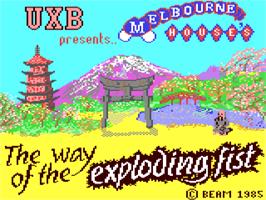 Title screen of The Way of the Exploding Fist on the Commodore 64.