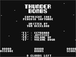 Title screen of Thunder Bombs on the Commodore 64.