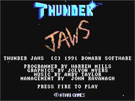 Title screen of Thunder Jaws on the Commodore 64.