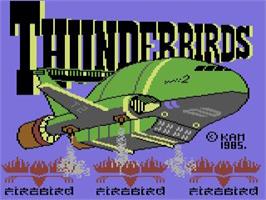 Title screen of Thunderbirds on the Commodore 64.