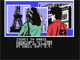 Title screen of Ticket To Paris on the Commodore 64.