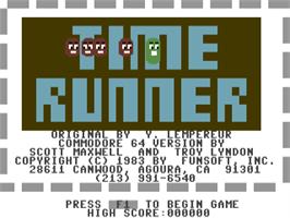 Title screen of Time Runner (Funsoft) on the Commodore 64.