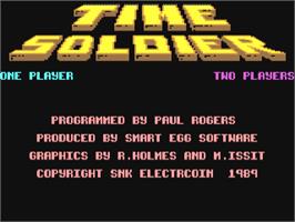 Title screen of Time Soldier on the Commodore 64.