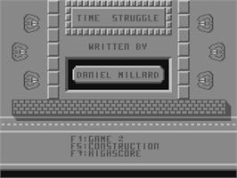 Title screen of Time Struggle on the Commodore 64.