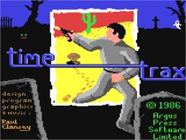 Title screen of Time Trax on the Commodore 64.