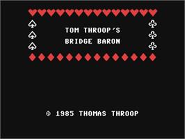 Title screen of Tom Throop's Bridge Baron on the Commodore 64.