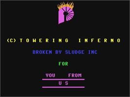 Title screen of Towering Inferno on the Commodore 64.