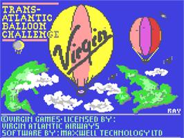 Title screen of Trans-atlantic Balloon Challenge on the Commodore 64.