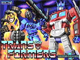 Title screen of Transformers on the Commodore 64.