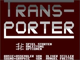 Title screen of Transporter on the Commodore 64.
