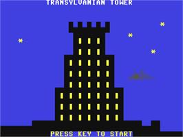 Title screen of Transylvanian Tower on the Commodore 64.