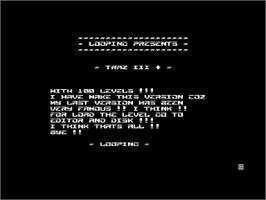 Title screen of Traz 3 on the Commodore 64.