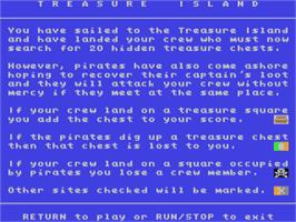 Title screen of Treasure Island (Windham Classics) on the Commodore 64.