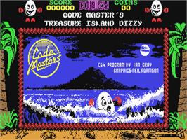 Title screen of Treasure Island Dizzy on the Commodore 64.