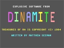 Title screen of Treasures Of Ra on the Commodore 64.