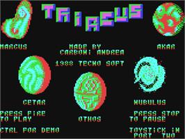Title screen of Triacus on the Commodore 64.