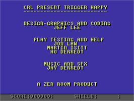 Title screen of Trigger Happy on the Commodore 64.