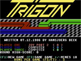 Title screen of Trigon on the Commodore 64.