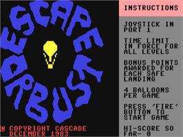 Title screen of Tunnel Escape on the Commodore 64.
