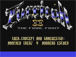 Title screen of Turrican II: The Final Fight on the Commodore 64.