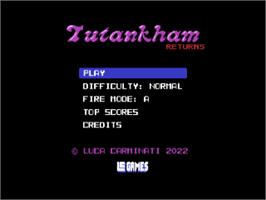 Title screen of Tutankham Returns on the Commodore 64.