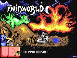 Title screen of Twinworld on the Commodore 64.