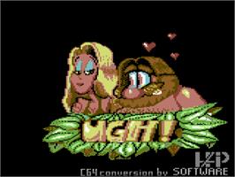 Title screen of Ugh! (Softek) on the Commodore 64.
