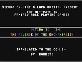 Title screen of Ultima 2 - Revenge Of The Enchantress on the Commodore 64.