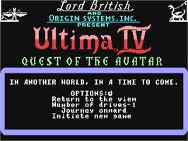 Title screen of Ultima 4 - Quest Of The Avatar on the Commodore 64.